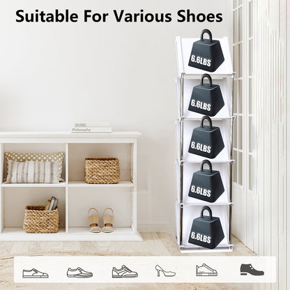5-Tier Vertical Shoe Rack - Space-Saving Stackable Organizer