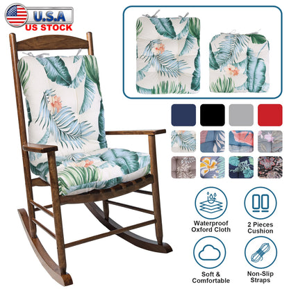 Rocking Chair Cushion Set with Non-Slip Ties - 2 Piece