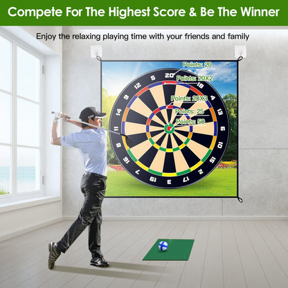 Golf Chipping Dart Game Mat Set with 20 Sticky Balls