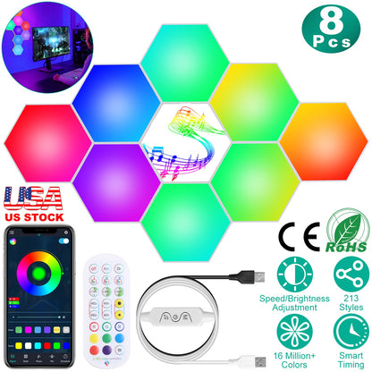 Hexagon Light Panels 8-Pack RGBW Smart LED Wall Lights