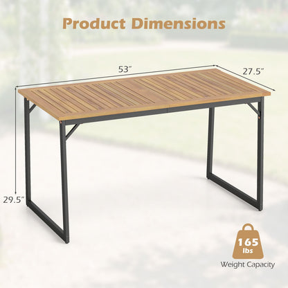 53" Acacia Wood Patio Dining Table with 1.97" Umbrella Hole for 6