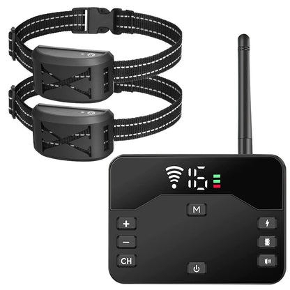 2 In 1 Wireless Electric Dog Fence Waterproof Pet Shock Boundary Containment System Electric Training Collar with 2 Receiver Collars for Small Medium