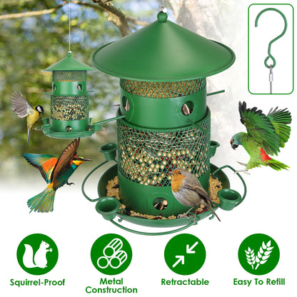 Squirrel-Proof Metal Bird Feeder with Water Cups & Perches