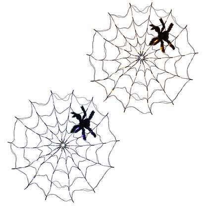 Spider Web Light with Hairy Spider - 70 LED Halloween Decoration