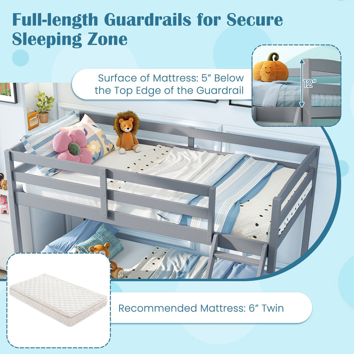 Twin Over Full Bunk Bed Low Floor Bunk Bed Frame