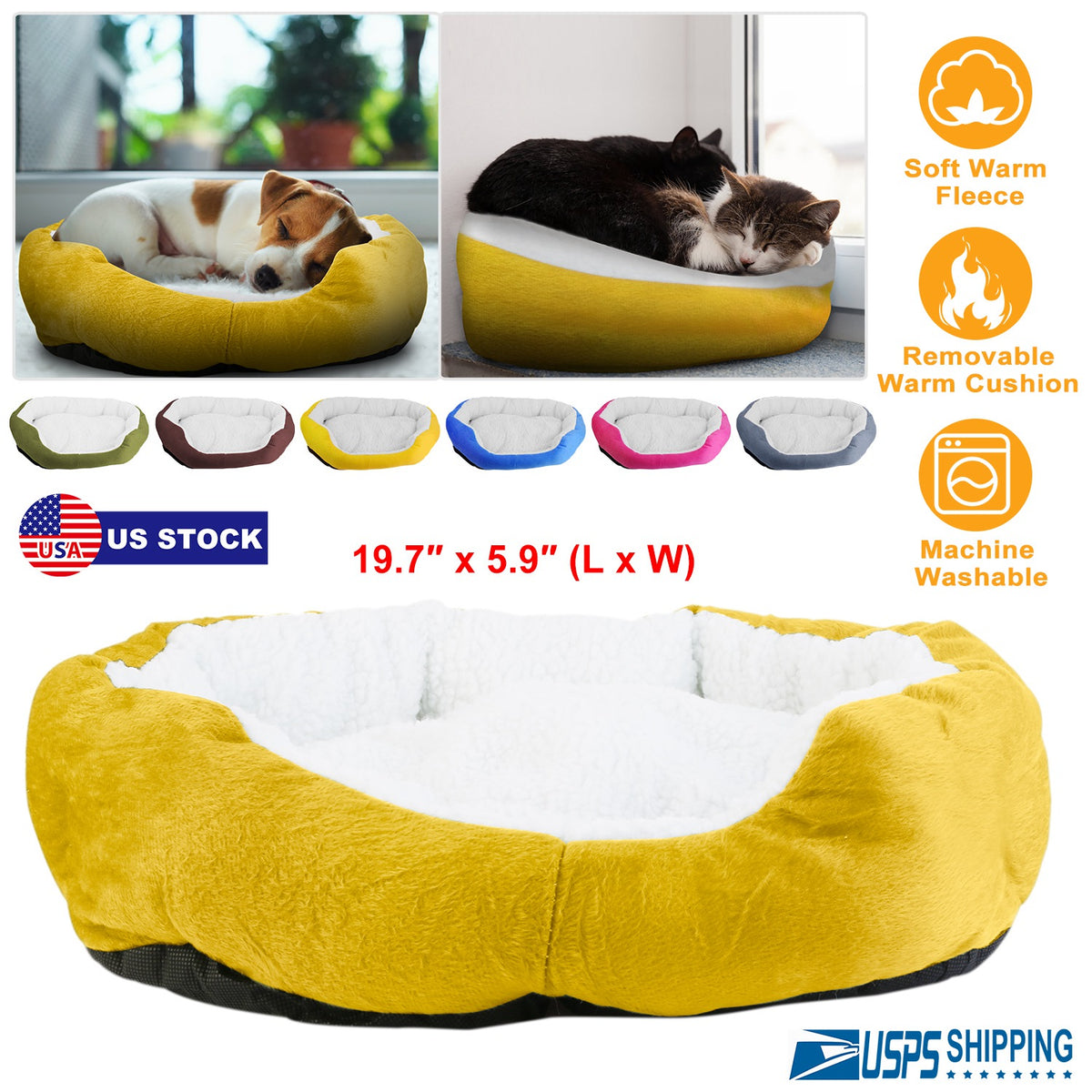 Soft Fleece Dog Bed with Reversible Cushion for Small Pets
