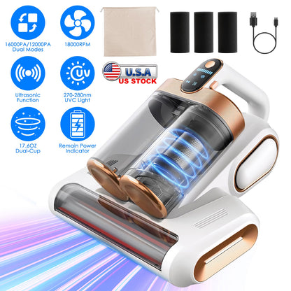 Mattress Vacuum Cleaner with UV Light & 16KPA Suction