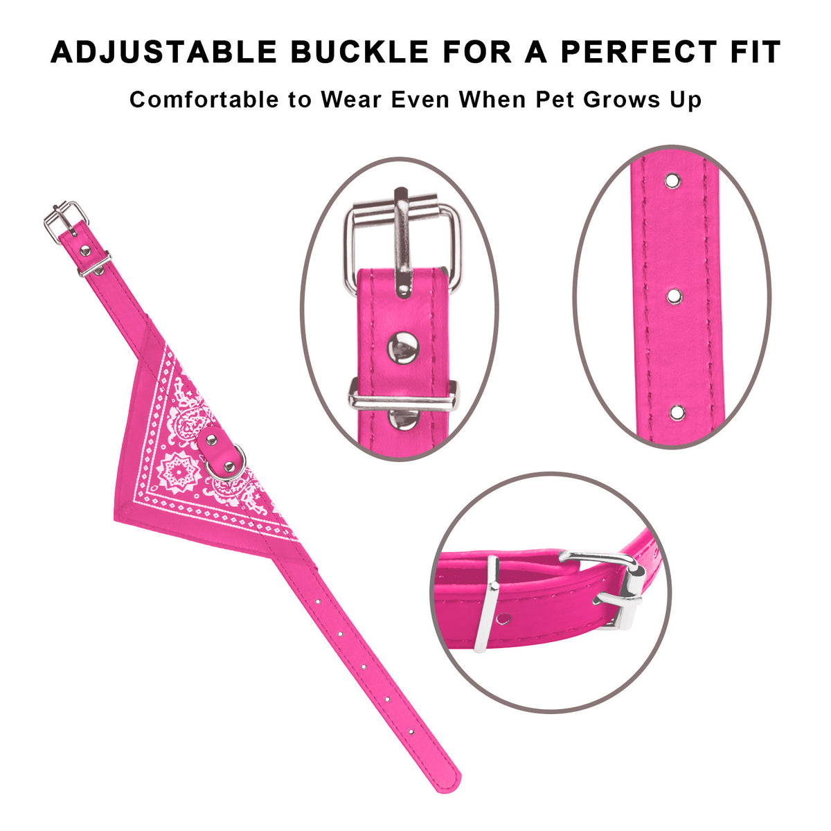 Dog Bandana Collar with Adjustable Leather Strap