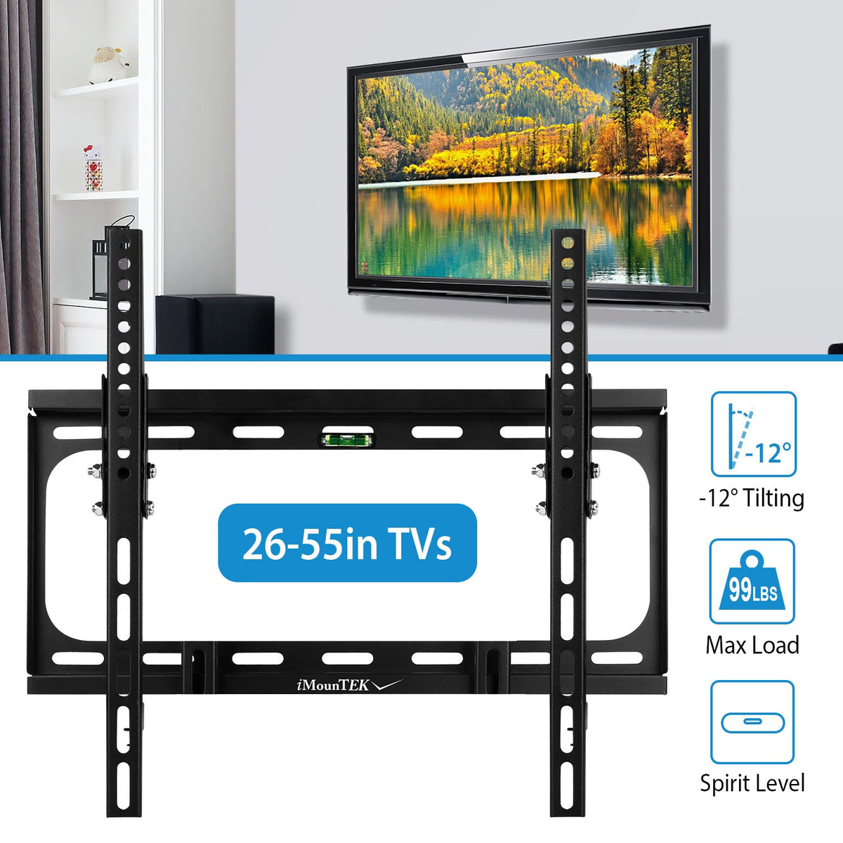 TV Wall Mount Tilt Dual Arm TV Mount Brackets Maximum VESA 400x400mm For 26-55in TVs