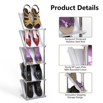 5-Tier Vertical Shoe Rack - Space-Saving Stackable Organizer