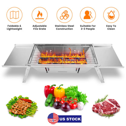 3-in-1 Foldable Charcoal Grill Fire Pit & Slow Cooker Portable