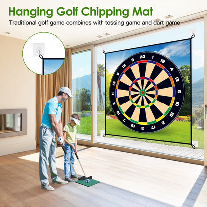 Golf Chipping Dart Game Mat Set with 20 Sticky Balls