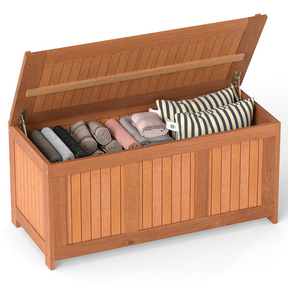 58 Gallon 3-in-1 Patio Wood Deck Box with Flip Top for Cushions