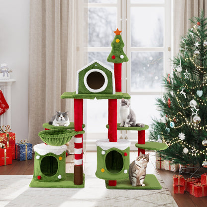 58 Inch Tall Cat Tree Tower Multi-level Pet Climbing and Jumping Tower Furniture with Condos