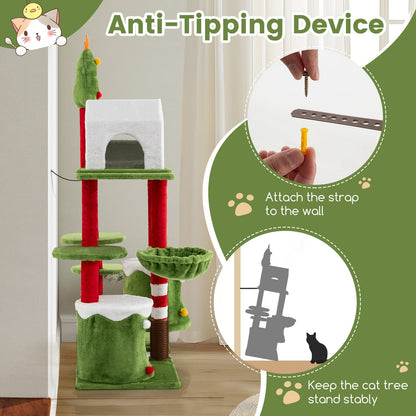 58 Inch Tall Cat Tree Tower Multi-level Pet Climbing and Jumping Tower Furniture with Condos
