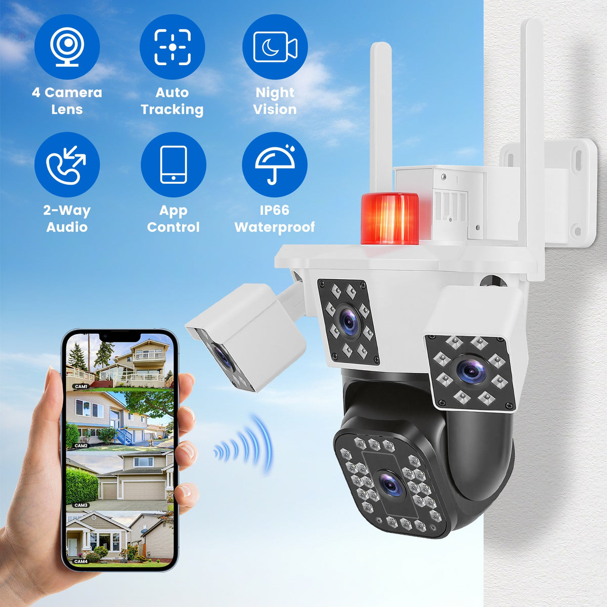 1080P 4-Lens Security Camera with 360° Pan & Tilt