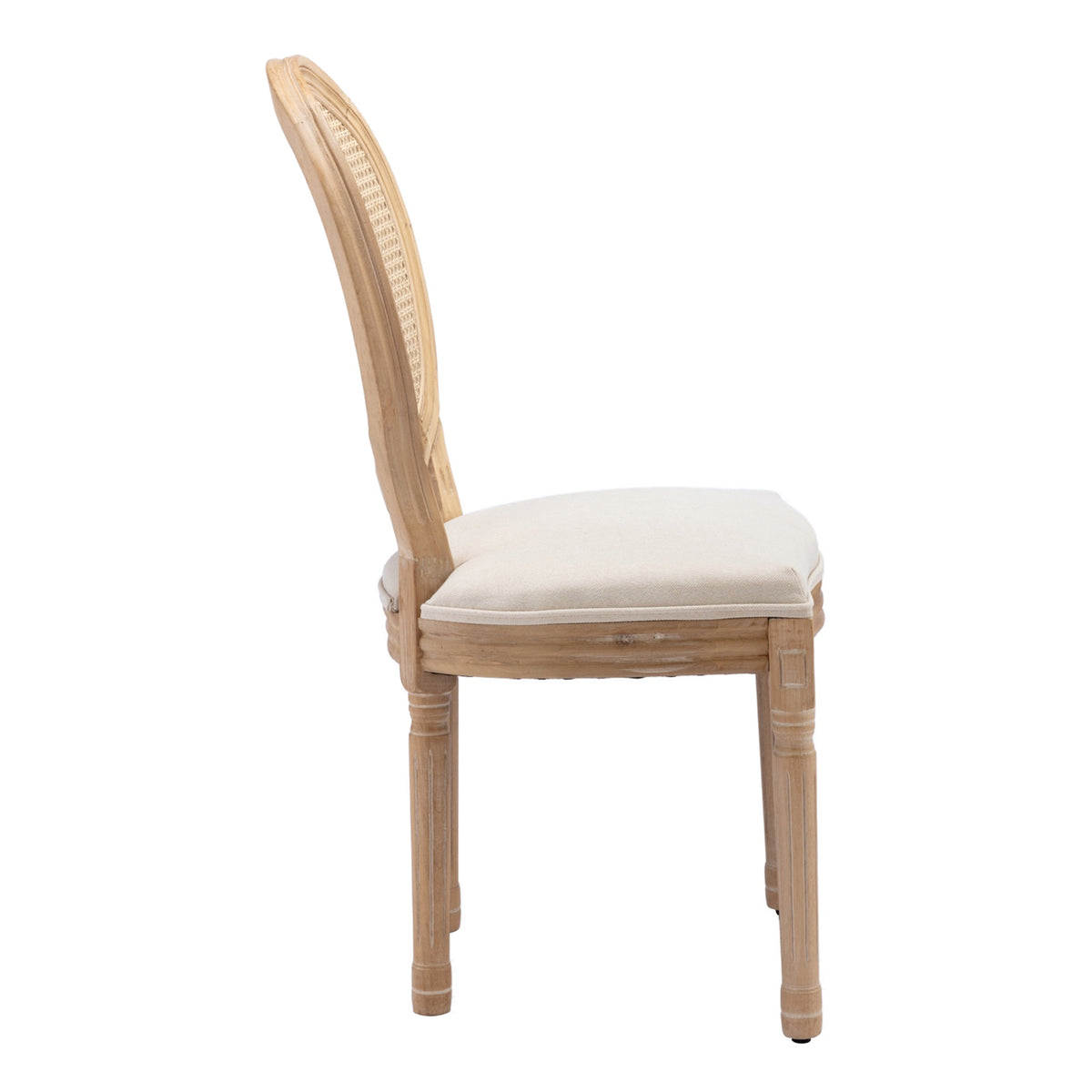 French Style Solid Wood Dining Chairs Set of 2, Elegant Oval Back Kitchen Side Chairs for Dining Room & Living Room