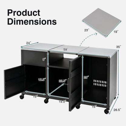 Outdoor Grill Table 59" with Removable Shelves & Storage