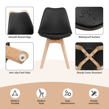 Dining Chairs Set of 4 with Mid-Century Modern Shell Design