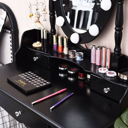 Makeup Vanity Set with LED Lighted Mirror and 3 Drawers