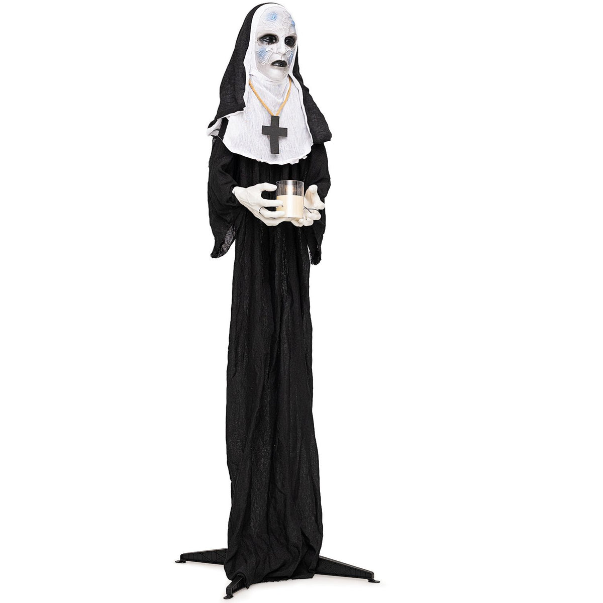 5.3 FT Animated Nun Halloween Decoration with Light up Candle