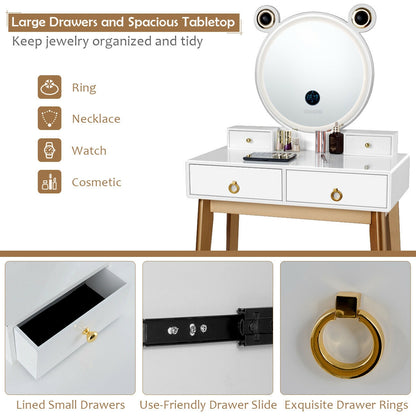 Lighted Vanity Set with Touch Screen Mirror and 4 Drawers