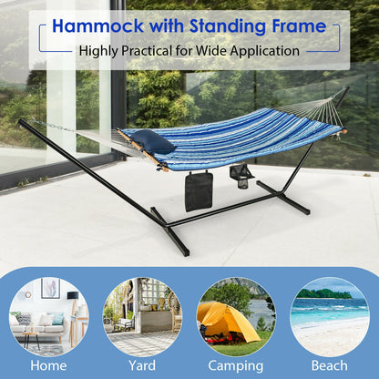 Hammock Chair Stand Set with Cotton Swing & Pillow