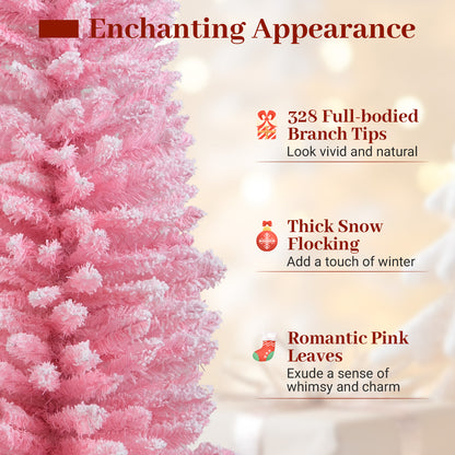 5 Feet Artificial Christmas Tree with 328 Branch Tips and Folding Metal Stand for Home