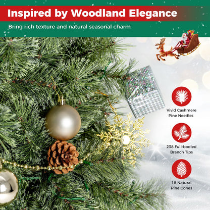 6 Artificial Christmas Tree Hinged Fully-Decorated with 238/360/524 Blossom Pine Needles