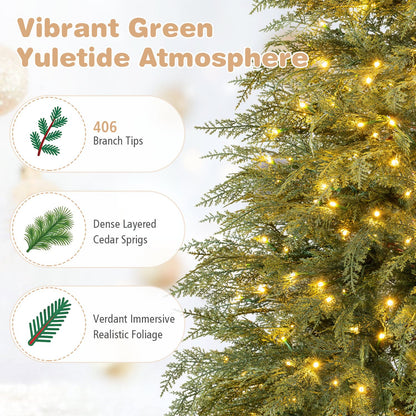 5 FT Artificial Christmas Tree with 406 Full Branch Tips and 245 Warm White LED Lights