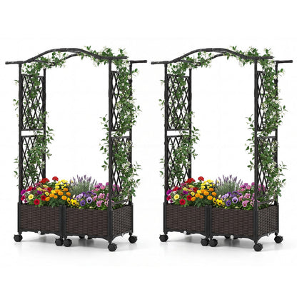 5 FT Tall Raised Garden bed with Lockable Wheels and Hanging Roof for Climbing Flowers
