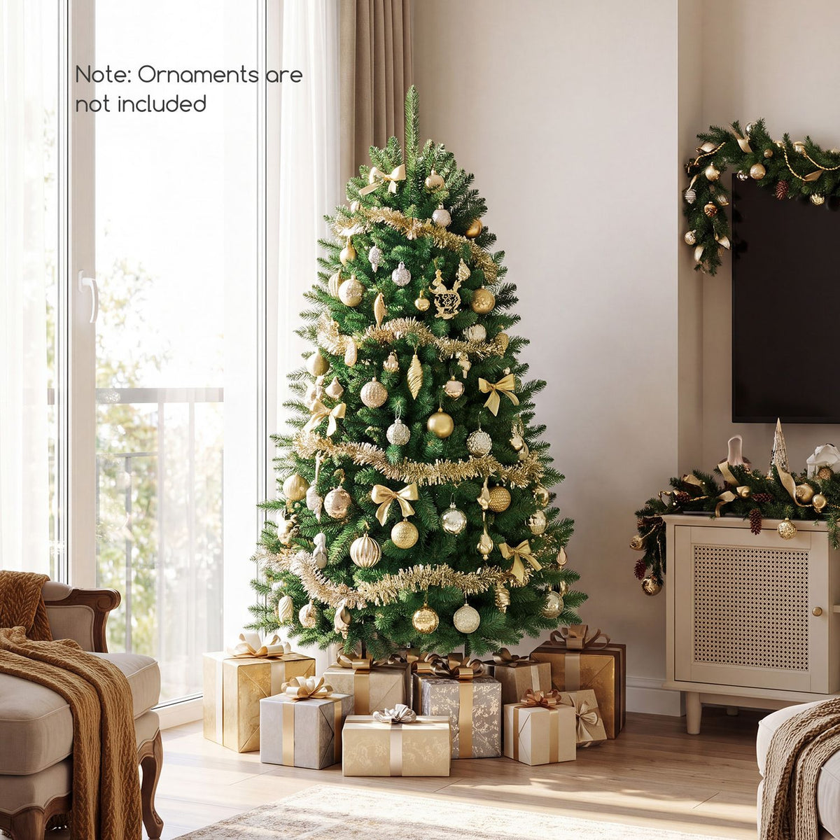 5 Feet Artificial Fir Christmas Tree with 600 Branch Tips