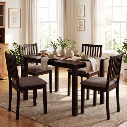 5-Piece Dining Table Set with 4 Upholstered Chairs