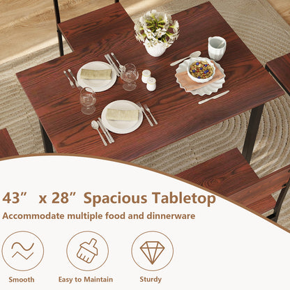 5-Piece Dining Table Set with 4 Chairs - Industrial Style