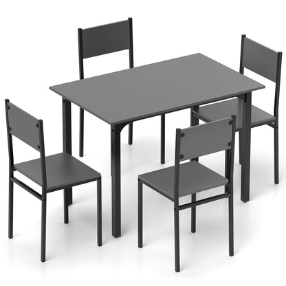 5-Piece Dining Table Set with 4 Chairs - Industrial Style