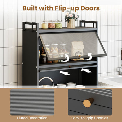 5-Tier Kitchen Storage Cabinet with Rolling Wheels - White