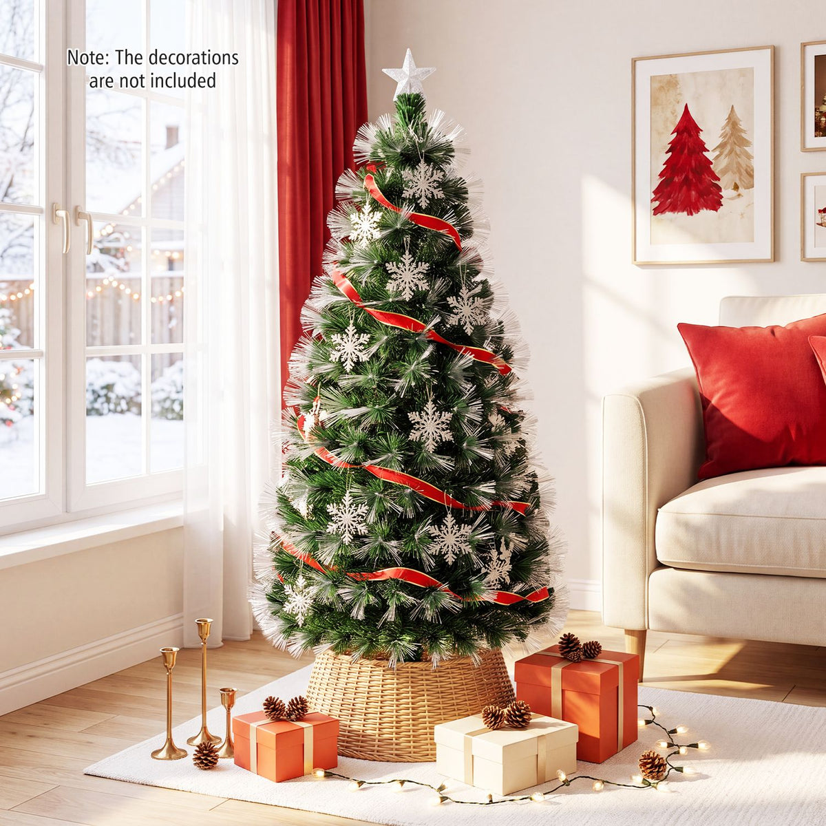 5 ft Fiber Optic Artificial Christmas Tree with Dazzling Optical Fibers-S