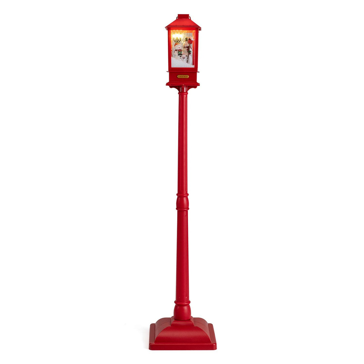 5 ft Musical Christmas Streetlight with LED Lights Snowmen and Snowy Effects-Red
