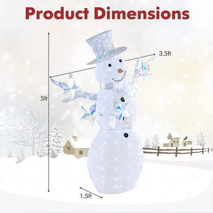 5 ft Pre-Lit Christmas Snowman with Stars