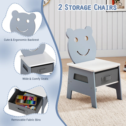 Toddler Table and 2 Chairs Set with Reversible Chalkboard