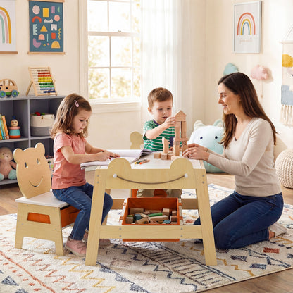 Toddler Table and 2 Chairs Set with Reversible Chalkboard
