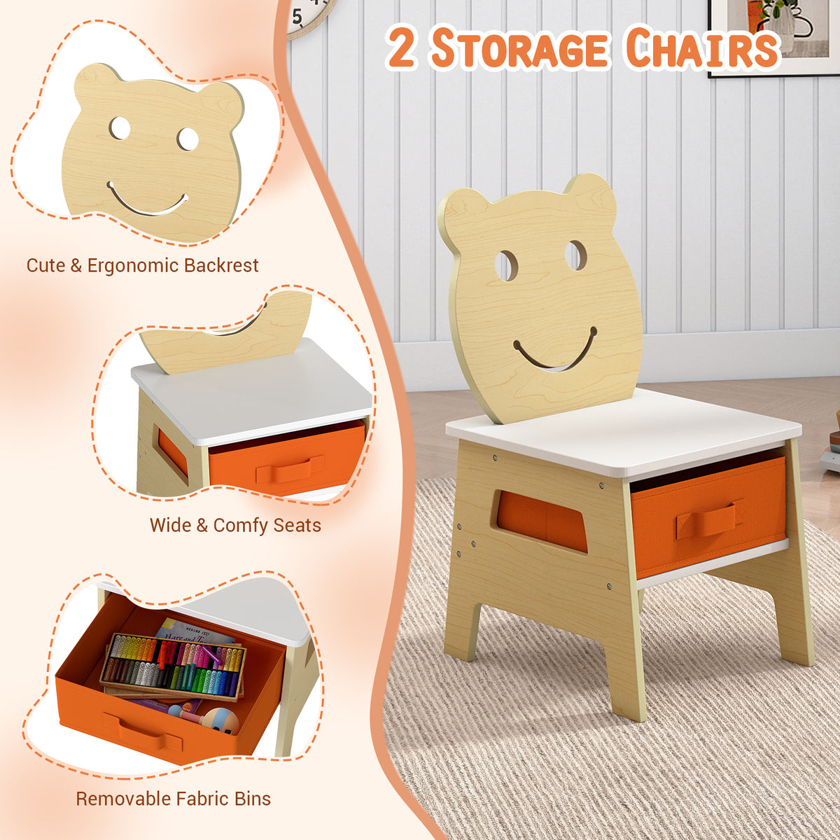 Toddler Table and 2 Chairs Set with Reversible Chalkboard