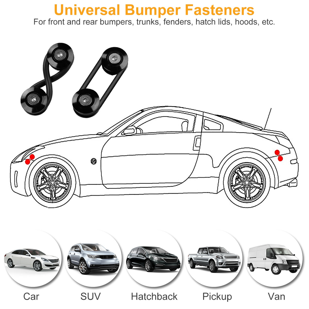 Quick Release Bumper Fasteners Kit - 5 Set Aluminum Alloy