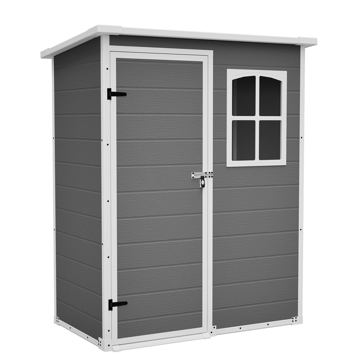 5x3FT Resin Outdoor Storage Shed with Floor Lockable Garden Shed with Window Sloped Roof Weather-Resistant Tool Shed for