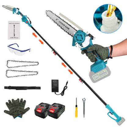 Cordless Pole Saw 21V with Extension Pole and Mini Chainsaw