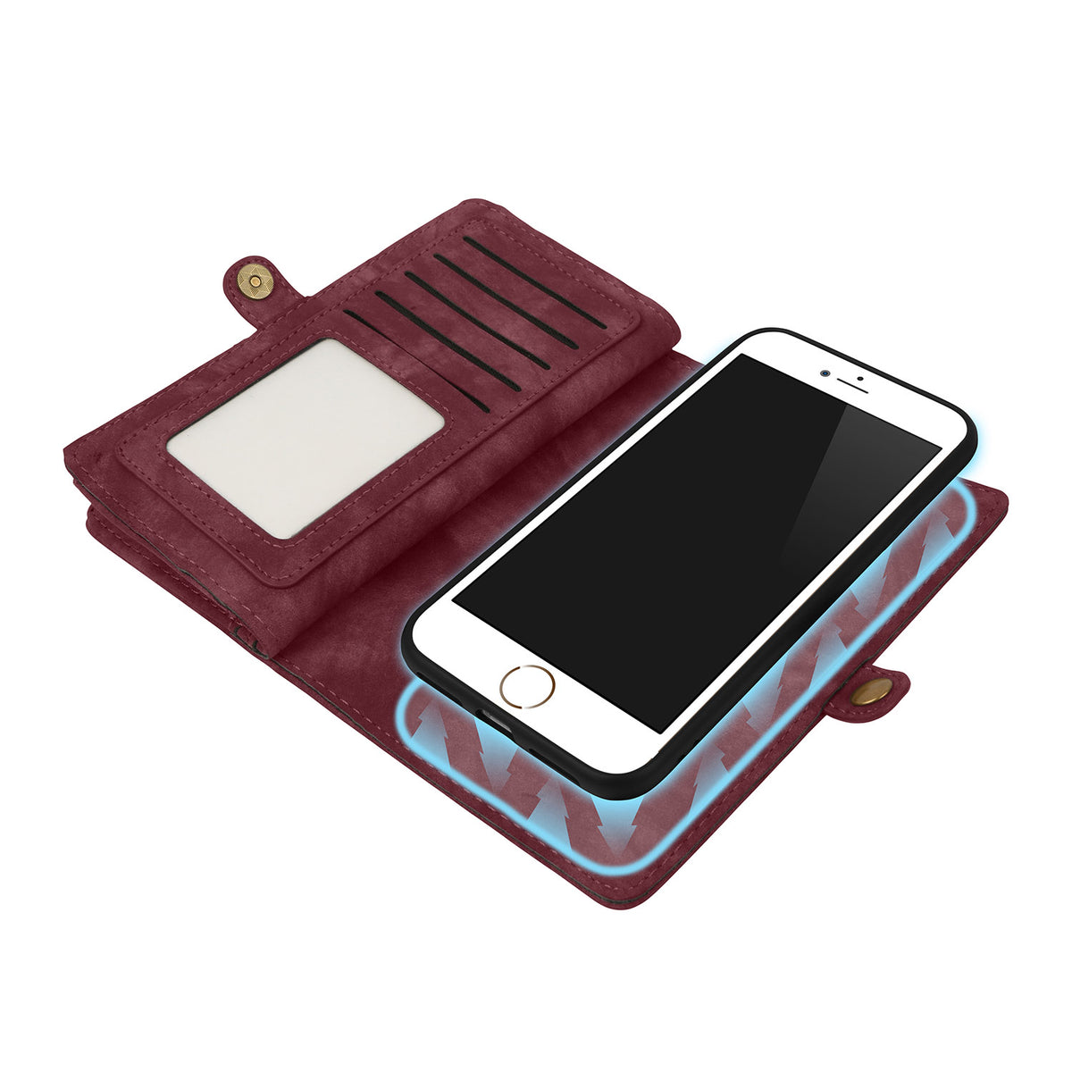iPhone 7 Plus Wallet Case with Detachable Magnetic Cover
