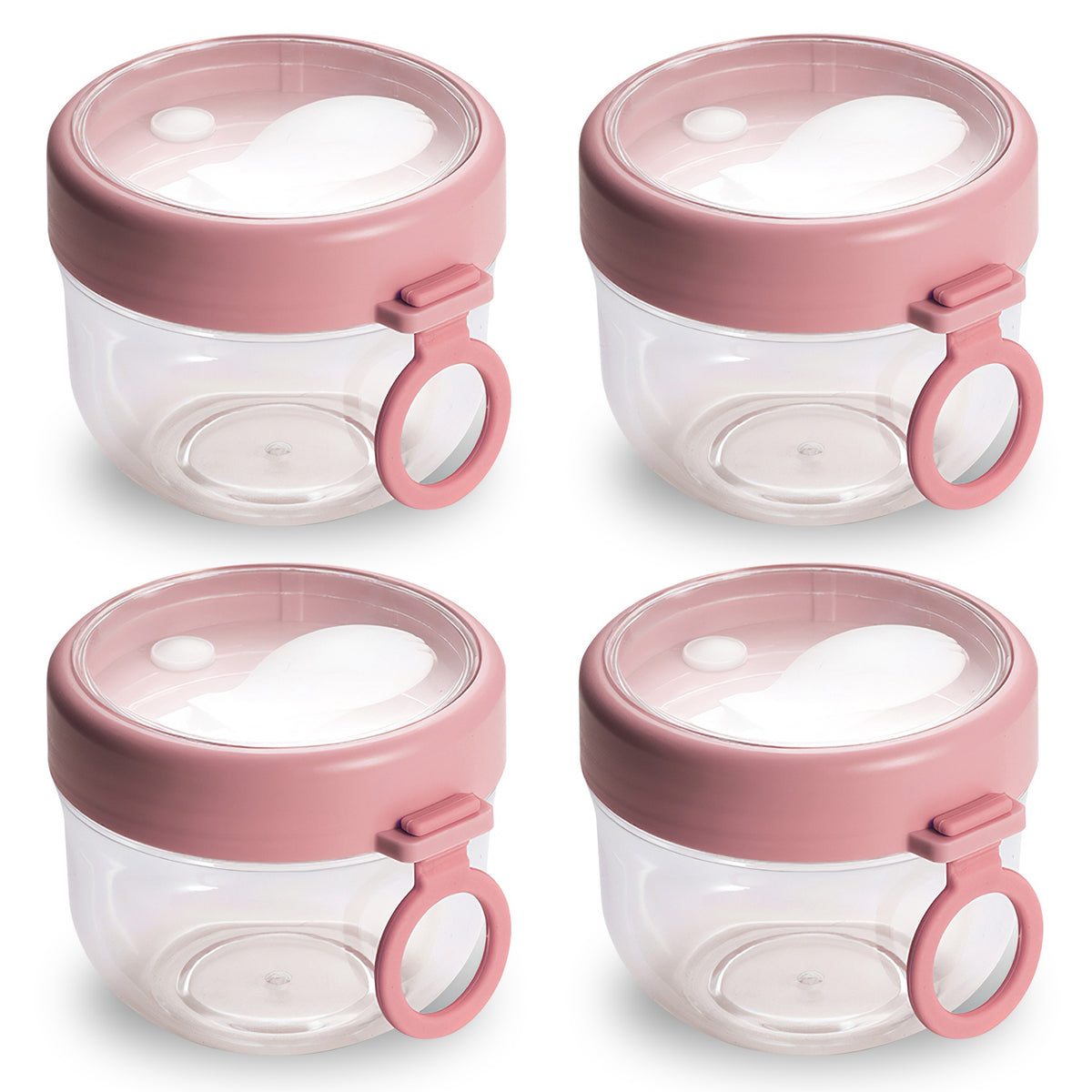 Overnight Oats Containers with Lids and Spoons, 20oz, 4-Pack