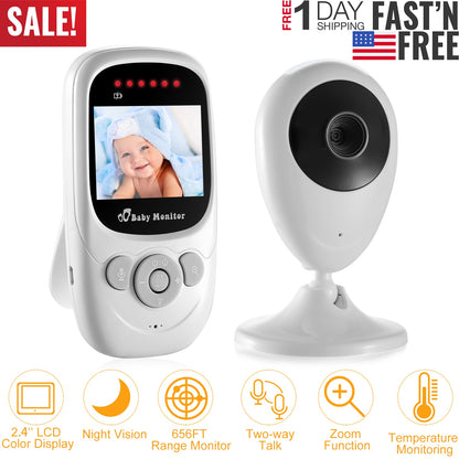 Video Baby Monitor with 2.4" LCD Screen and Night Vision
