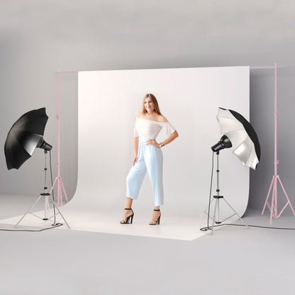 6.5 x 10ft Photo Video Studio Backdrop Background Stand Adjustable Heavy Duty Photography Backdrop Support Stand Set wit