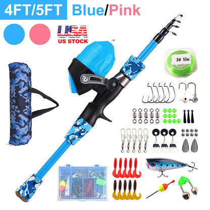 Kids Telescopic Fishing Rod and Reel Combo Starter Kit